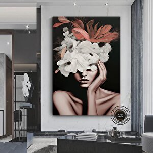 Çiçekli Kadın Kanvas; Gül Baskılı 120x150 cm