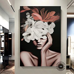 Çiçekli Kadın Kanvas; Gül Baskılı
