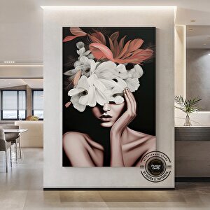 Çiçekli Kadın Kanvas; Gül Baskılı