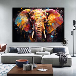 Fil Kanvas Tablo, Renkli Pop Art Fil Tablosu, Afrika Fil Dekoru 120x180 cm