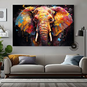 Fil Kanvas Tablo, Renkli Pop Art Fil Tablosu, Afrika Fil Dekoru