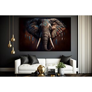 Azgın Fil Renkli Duvar Tablosu, Ev Dekoru İçin Fil Temalı El Yapımı Kanvas