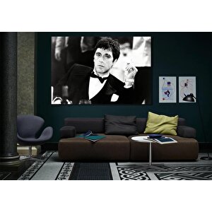 Film Sahnesi – Al Pacino Ünlü Portre Sanatı, Scarface Kanvas Tablo, Asılmaya Hazır Al Pacino Posteri 90x180 cm