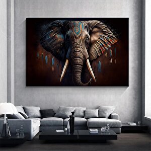 Azgın Fil Renkli Duvar Tablosu, Ev Dekoru İçin Fil Temalı El Yapımı Kanvas