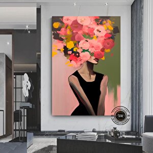 Çiçek Taclı Kadın Kanvas Resmi; Güller Ve Kadın Baskısı; Çiçekli Kadın Sanatı; Kanvas Duvar Dekoru