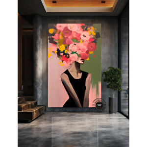 Çiçek Taclı Kadın Kanvas Resmi; Güller Ve Kadın Baskısı; Çiçekli Kadın Sanatı; Kanvas Duvar Dekoru