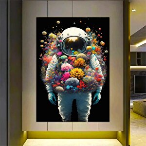 Çiçekli Astronot Kanvas Sanatı, Uzay Adamı Tablosu, Çiçek Astronot Duvar Asması, Gerilmiş Kanvas 20x30 cm
