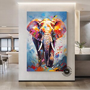 Renkli Fil Baskısı, Pop Art Kanvas, Sulu Boya Fil Posteri, Yatak Üstü Dekoru