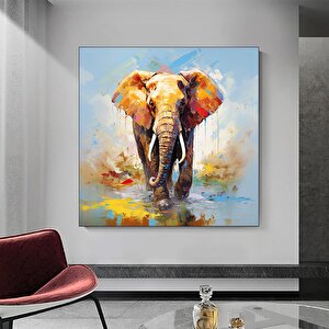 Renkli Fil Kanvas Tablo | Yatak Odası Dekoru | Ev Hediyesi