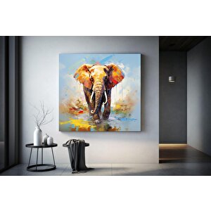 Renkli Fil Kanvas Tablo | Yatak Odası Dekoru | Ev Hediyesi