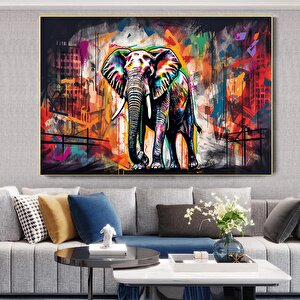 Banksy Tarzı Fil Kanvas Sanatı; Pop Art Fil; Grafiti Fil Dekoru