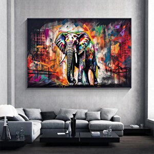 Banksy Tarzı Fil Kanvas Sanatı; Pop Art Fil; Grafiti Fil Dekoru