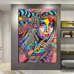 Etnik Kanvas Sanatı, Kadın Duvar Sanatı, Kanvas Duvar Sanatı, Etnik Kadın Duvar Sanatı 70x100 cm