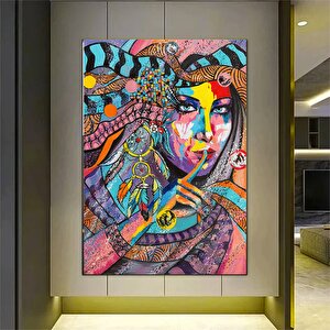 Etnik Kanvas Sanatı, Kadın Duvar Sanatı, Kanvas Duvar Sanatı, Etnik Kadın Duvar Sanatı 80x120 cm