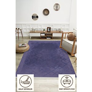 Yıkanabilir Salon Halısı – Lacivert – Geometric Desen, Makinede Yıkanabilir, Kolay Temizlenebilir, Toz Ve Tüy Tutmaz, Kaymaz, Evcil Hayvan Dostu