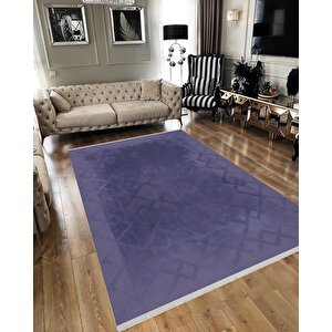 Yıkanabilir Salon Halısı – Lacivert – Geometric Desen, Makinede Yıkanabilir, Kolay Temizlenebilir, Toz Ve Tüy Tutmaz, Kaymaz, Evcil Hayvan Dostu