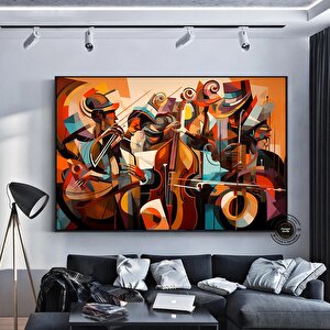 Renkli Picasso Tarzı Caz Kanvas Tablosu; Müzik Duvar Dekoru 30x40 cm