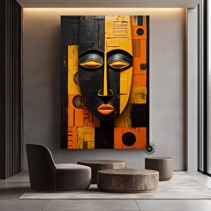 Kabile Maskesi Poster, Afrikalı Maske Kanvası, Etnik Duvar Dekoru 140x200 cm