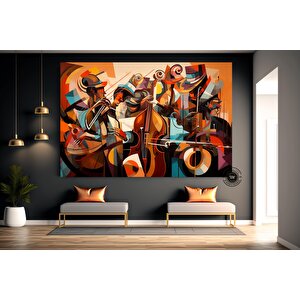 Renkli Picasso Tarzı Caz Kanvas Tablosu; Müzik Duvar Dekoru