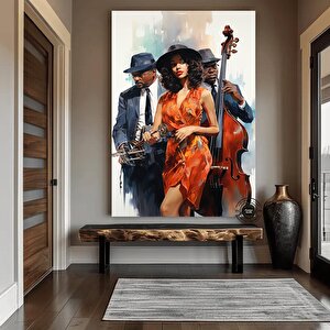 Afrika Caz Sanatı; Afrika Kanvası; Caz Duvar Sanatı; Siyah Müzisyen Kanvas; Sokak Caz Grubu Renkli T
