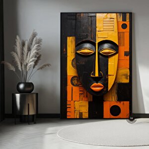 Kabile Maskesi Poster, Afrikalı Maske Kanvası, Etnik Duvar Dekoru 90x150 cm