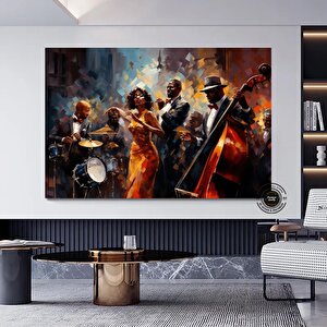 Caz Temalı Duvar Sanatı, Müzisyen Baskıları, Modern Soyut Caz Kanvası 40x60 cm