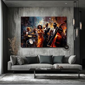 Caz Temalı Duvar Sanatı, Müzisyen Baskıları, Modern Soyut Caz Kanvası 40x60 cm