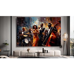 Caz Temalı Duvar Sanatı, Müzisyen Baskıları, Modern Soyut Caz Kanvası 40x60 cm