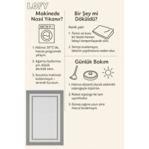 Pamuk Dokuma Taban Halı – Gri; Beyaz; Altın – Geometrik Desen, Makinede Yıkanabilir, Kolay Temizlenebilir, Toz Ve Tüy Tutmaz, Kaymaz, Evcil Hayvan Dostu