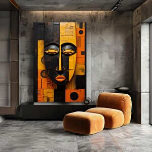 Kabile Maskesi Poster, Afrikalı Maske Kanvası, Etnik Duvar Dekoru 100x200 cm