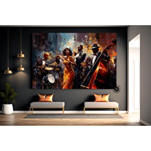 Caz Temalı Duvar Sanatı, Müzisyen Baskıları, Modern Soyut Caz Kanvası