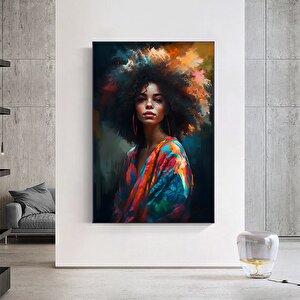 Modern Afrikalı Kadın Kanvas Tablosu – Oturma Odası Dekoru; Etnik Kadın Sanatı