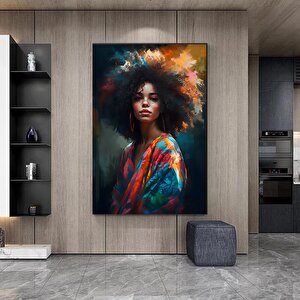 Modern Afrikalı Kadın Kanvas Tablosu – Oturma Odası Dekoru; Etnik Kadın Sanatı