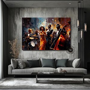 Caz Temalı Duvar Sanatı, Müzisyen Baskıları, Modern Soyut Caz Kanvası 30x40 cm