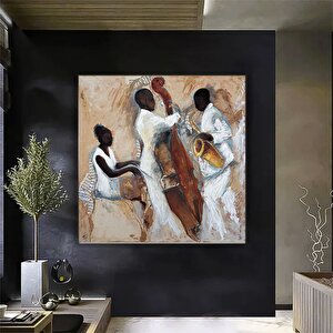 Afrika Caz Sanatı; Afrika Kanvası; Caz Duvar Sanatı; Caz Yağlı Boya Kanvas; Piyanist Duvar Sanatı; M