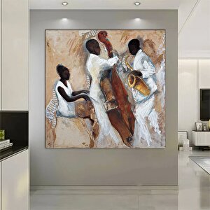 Afrika Caz Sanatı; Afrika Kanvası; Caz Duvar Sanatı; Caz Yağlı Boya Kanvas; Piyanist Duvar Sanatı; M