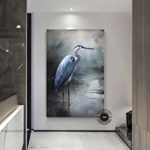 Mavi Balıkçıl Duvar Sanatı; Soyut Balıkçıl Tabloları Kanvas Baskılar; Kıyı Kuşları Duvar Sanatı; Çer