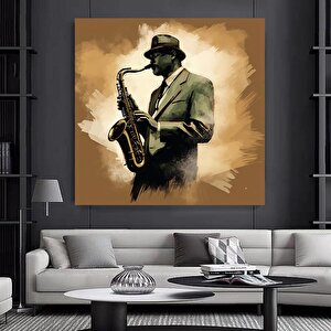 Afrika Caz Sanatı, Afrikalı Kanvas, Caz Duvar Sanatı, Caz Yağlı Boya Kanvası 50x50 cm