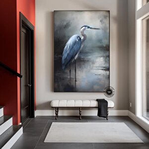 Mavi Balıkçıl Duvar Sanatı; Soyut Balıkçıl Tabloları Kanvas Baskılar; Kıyı Kuşları Duvar Sanatı; Çer 140x200 cm