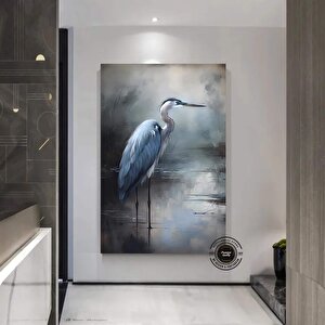 Mavi Balıkçıl Duvar Sanatı; Soyut Balıkçıl Tabloları Kanvas Baskılar; Kıyı Kuşları Duvar Sanatı; Çer