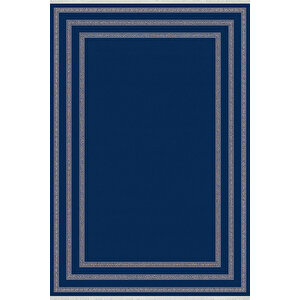 Pamuk Dokuma Taban Halı – Lacivert; Krem – Geometrik Desen, Makinede Yıkanabilir, Kolay Temizlenebilir, Toz Ve Tüy Tutmaz, Kaymaz, Evcil Hayvan Dostu 200x270 cm