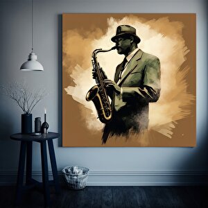 Afrika Caz Sanatı, Afrikalı Kanvas, Caz Duvar Sanatı, Caz Yağlı Boya Kanvası 70x70 cm
