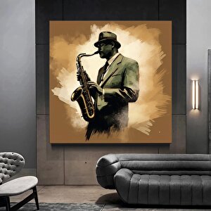 Afrika Caz Sanatı, Afrikalı Kanvas, Caz Duvar Sanatı, Caz Yağlı Boya Kanvası 70x70 cm