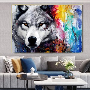 Kurt Hayvan Graffiti Duvar Sanatı; Kurt Graffiti Kanvas Posteri; Hayvan Duvar Dekoru