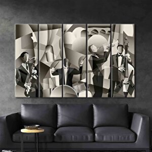 Şık Caz Grubu Sahnede Müzik Çalıyor Duvar Sanatı; Müzik Aletleri Kanvas Baskısı; Saksafonlu Caz Kulü