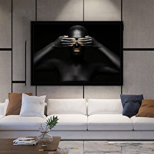 Siyah Kadın Kanvas; Afrika Sanatı Dekor; Etnik Duvar Tablosu 70x100 cm