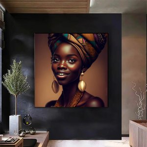Modern Afrikalı Kadın Tablosu – Oturma Odası Dekoru, Etnik Kadın Sanatı 60x60 cm