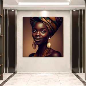Modern Afrikalı Kadın Tablosu – Oturma Odası Dekoru, Etnik Kadın Sanatı 60x60 cm