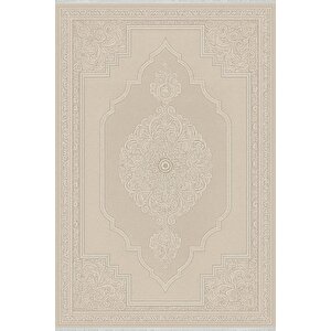 Pamuk Dokuma Taban Halı – Bej – Oriental Desen, Makinede Yıkanabilir, Kolay Temizlenebilir, Toz Ve Tüy Tutmaz, Kaymaz, Evcil Hayvan Dostu 100x180 cm