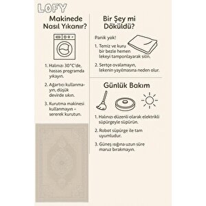 Pamuk Dokuma Taban Halı – Bej – Oriental Desen, Makinede Yıkanabilir, Kolay Temizlenebilir, Toz Ve Tüy Tutmaz, Kaymaz, Evcil Hayvan Dostu